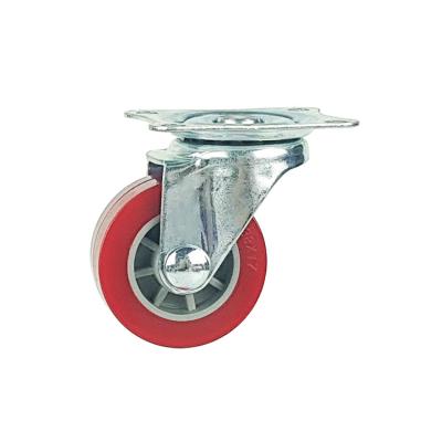 Light Duty Bolt Hole Casters Red Pu Industrial Castor Wheels